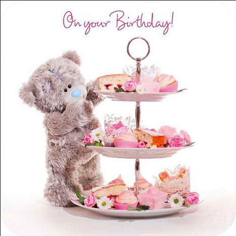 Tatty Teddy with Cake Stand Birthday Me to You Bear Card £1.95